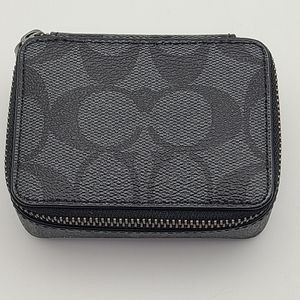 Coach Black Signature Triple Pill Bottle Travel Case NEW